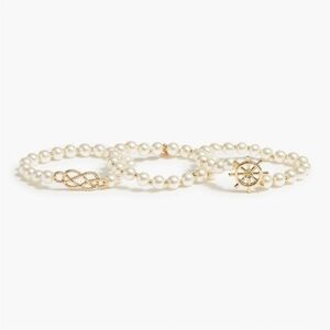 New! J. Crew Nautical Faux Pearl Stretch Bracelets. Set of 3 NWT